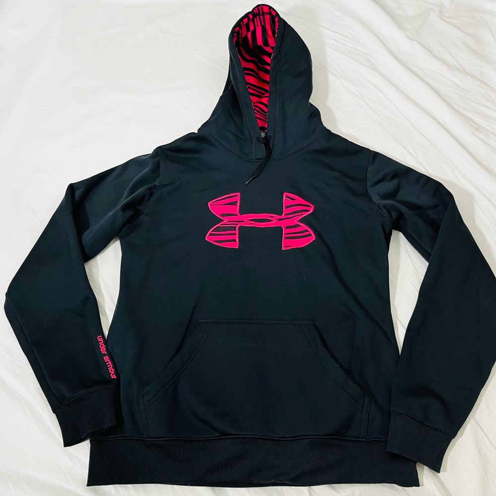 Under Armour Women's Size Medium Hoodie Pink Black Gym Jogging